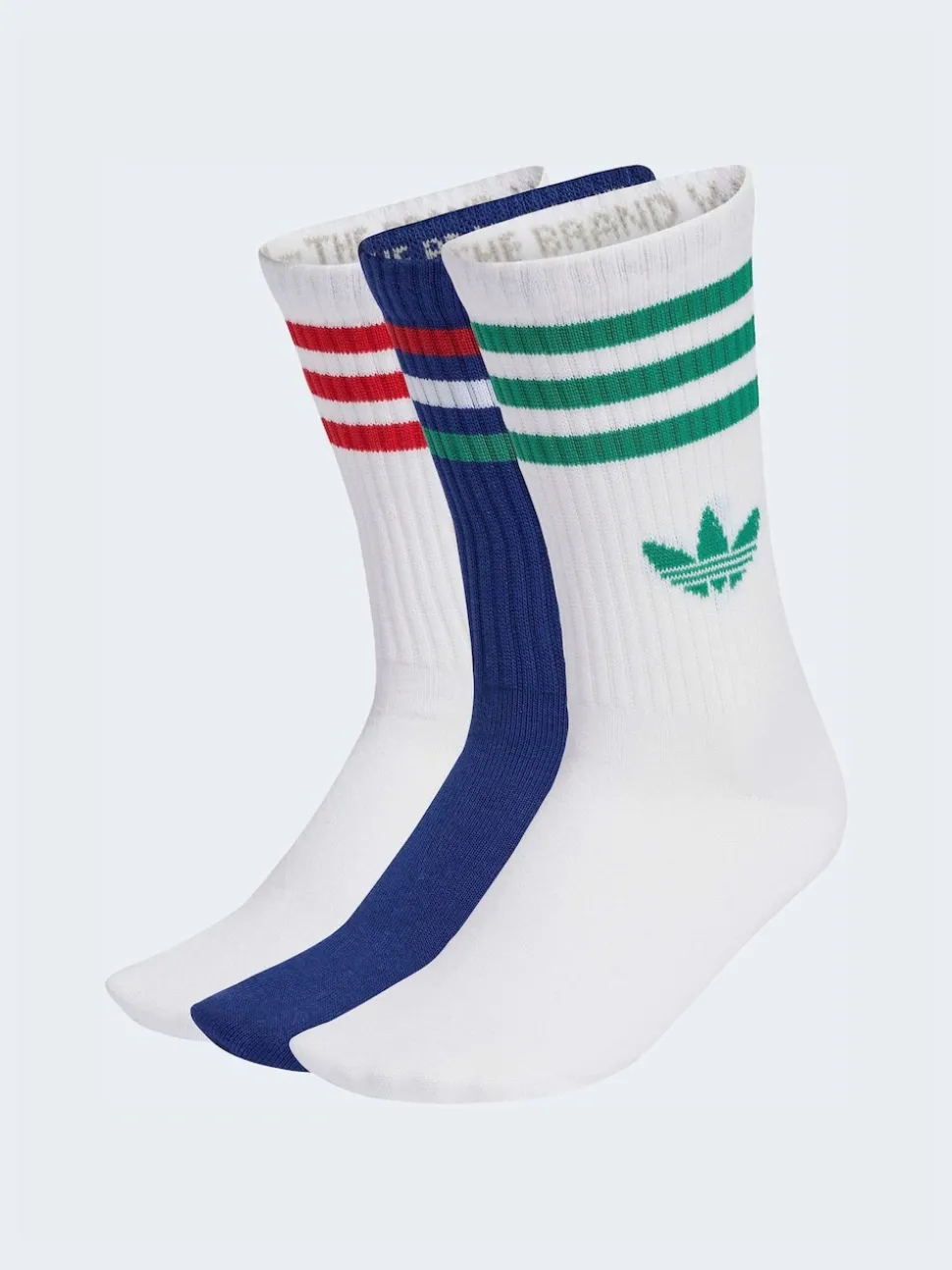 adidas Originals Blue/Green Crew 3-Stripes Crew Socks 3 Pairs