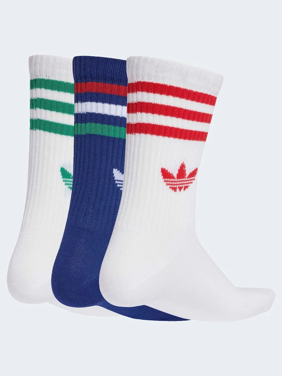 adidas Originals Blue/Green Crew 3-Stripes Crew Socks 3 Pairs