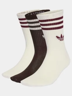 adidas Originals Brown Crew 3-Stripes Crew Socks 3 Pairs