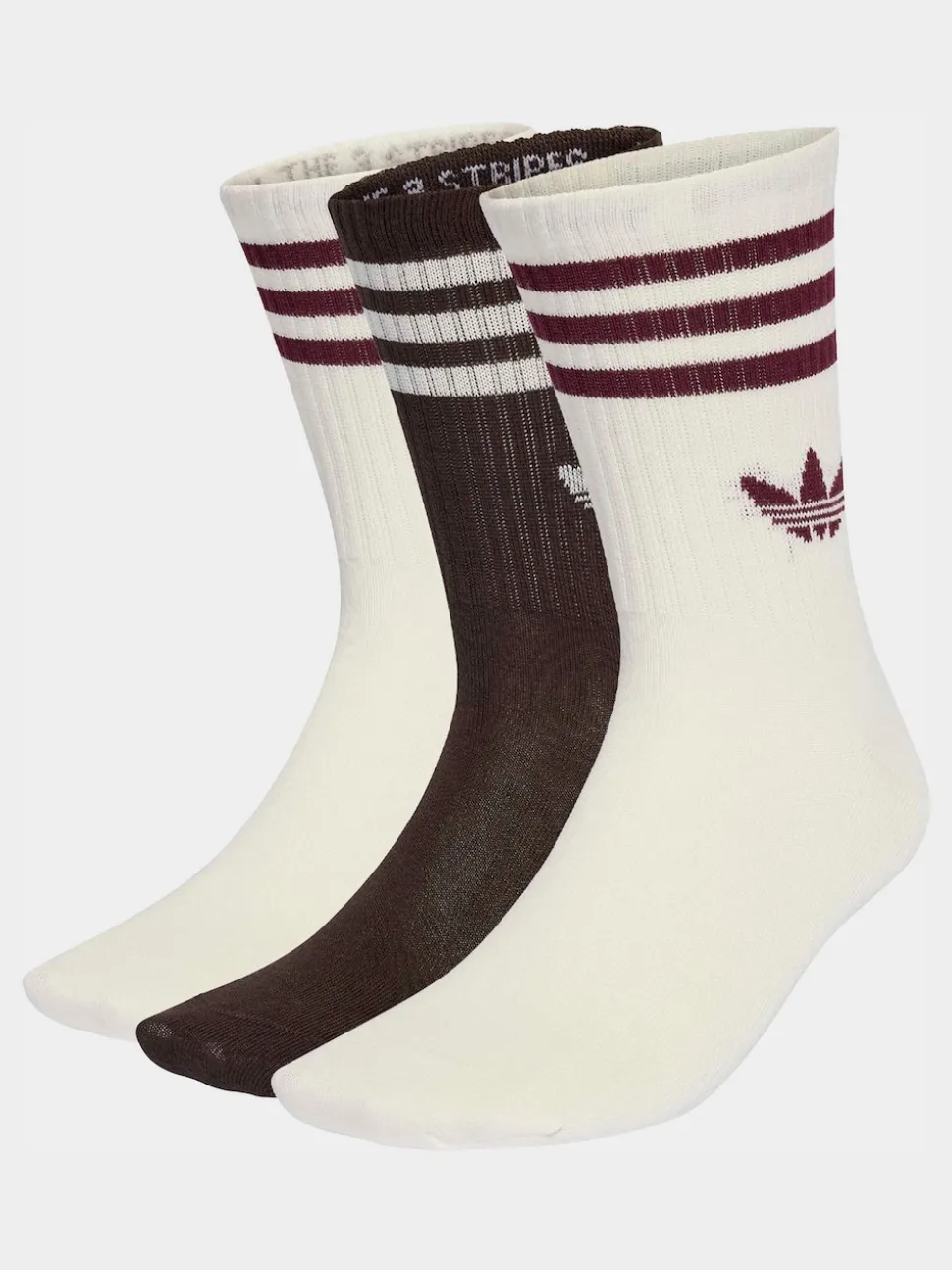 adidas Originals Brown Crew 3-Stripes Crew Socks 3 Pairs