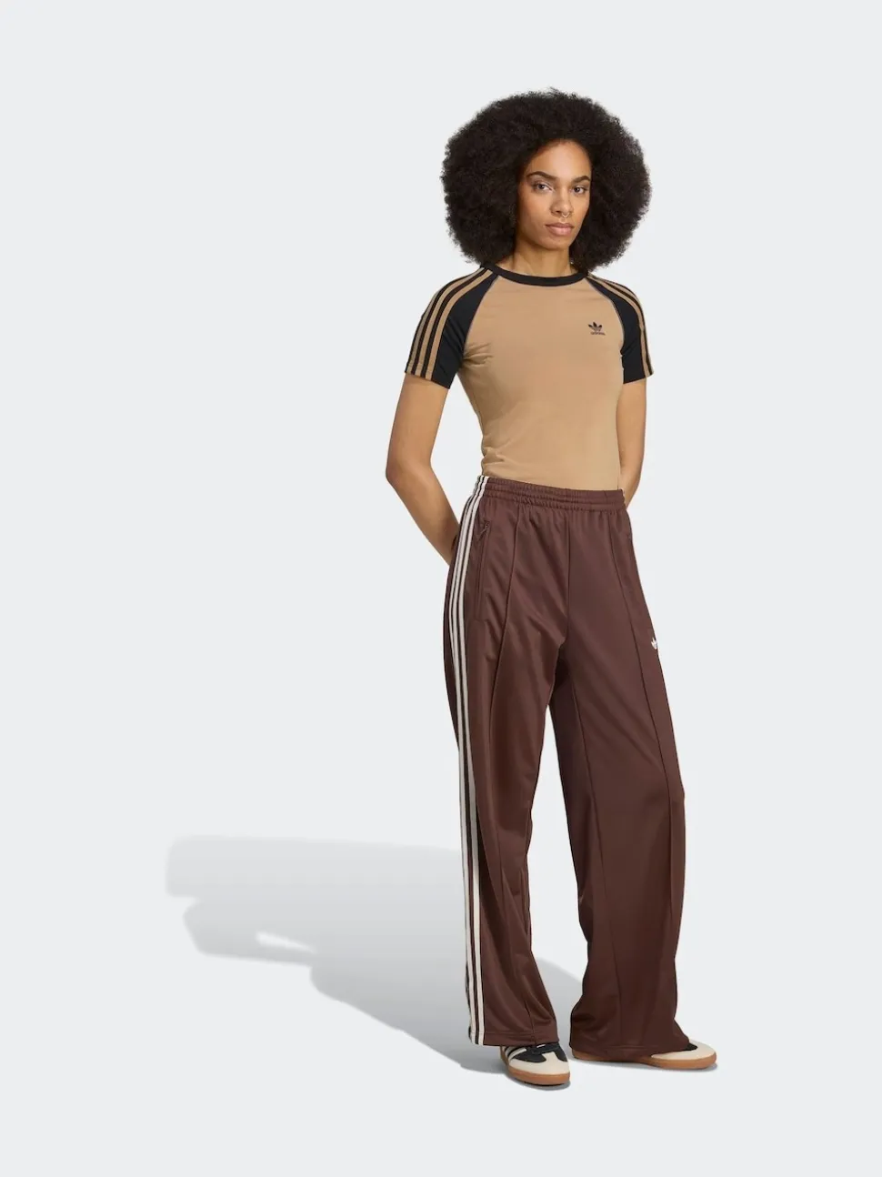 adidas Originals Brown/White Firebird Loose Track Pant Trousers