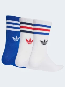 adidas Originals Dark Blue/White Crew 3-Stripes Crew Socks 3 Pairs