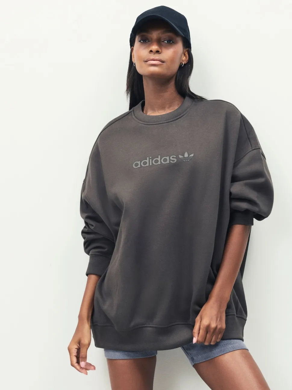 adidas Originals Green Essentials Linear Oversize Crew Sweatshirt