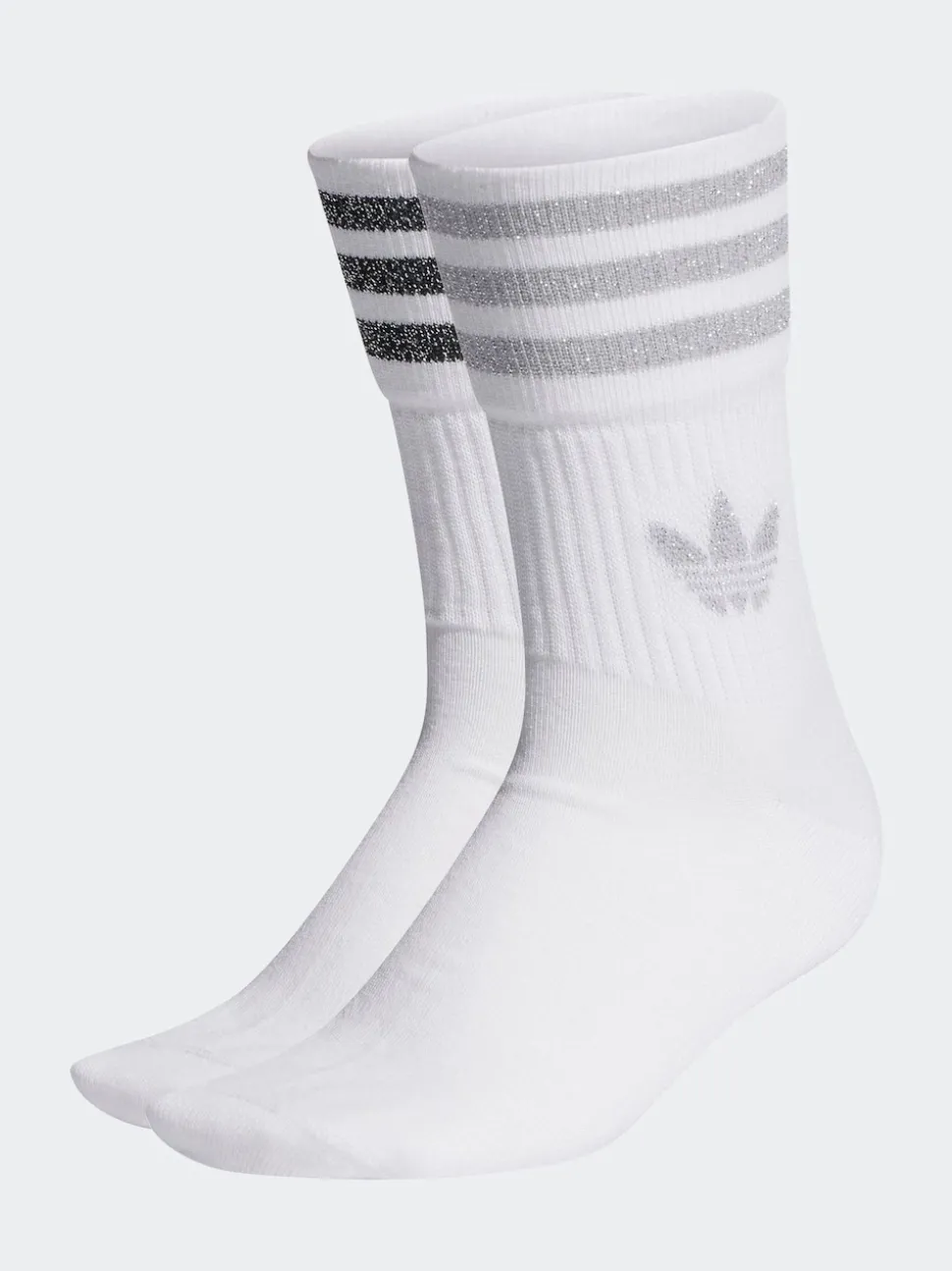 adidas Originals Grey/White Mid Cut Glitter Crew Socks 2 Pack