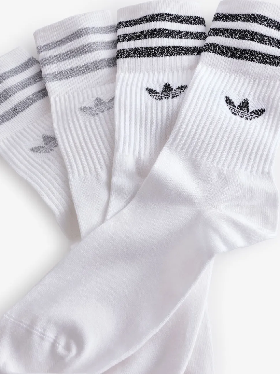adidas Originals Grey/White Mid Cut Glitter Crew Socks 2 Pack