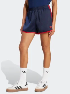 adidas Originals Navy/Red 3 Stripe Satin Sprinter Shorts