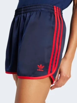 adidas Originals Navy/Red 3 Stripe Satin Sprinter Shorts