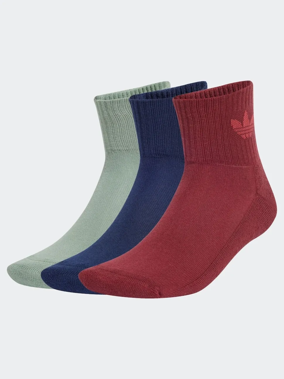 adidas Originals Red Mid Ankle Socks 3 Pack