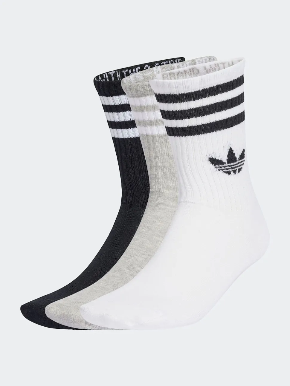 adidas Originals White Chrome Crew 3-Stripes Crew Socks 3 Pairs