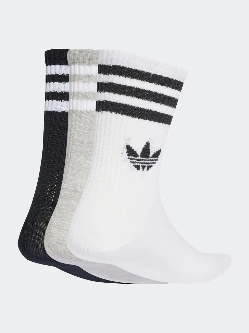 adidas Originals White Chrome Crew 3-Stripes Crew Socks 3 Pairs