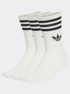 adidas Originals White Ecru Crew 3-Stripes Crew Socks 3 Pairs