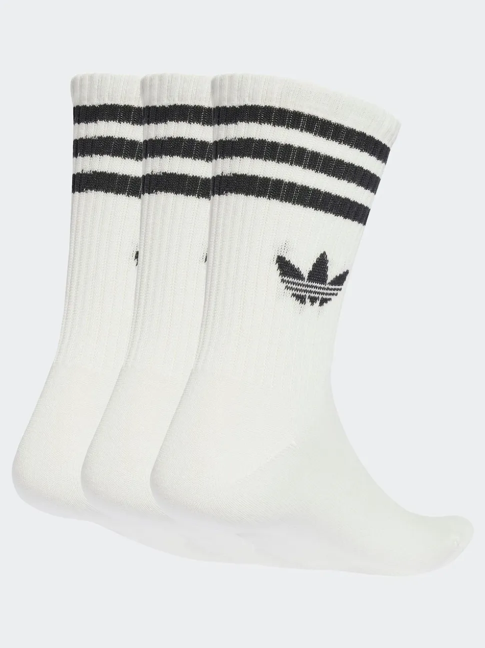 adidas Originals White Ecru Crew 3-Stripes Crew Socks 3 Pairs