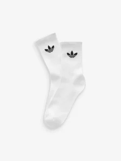 adidas Originals White Trefoil Crew Socks 6 Pack