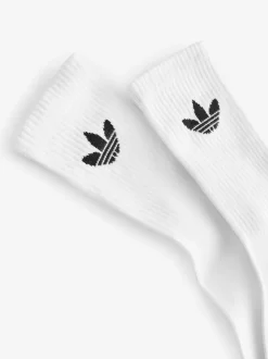 adidas Originals White Trefoil Crew Socks 6 Pack