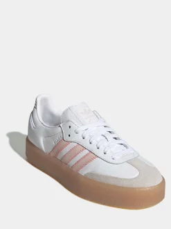adidas Originals White/Pink Sambae W Trainers