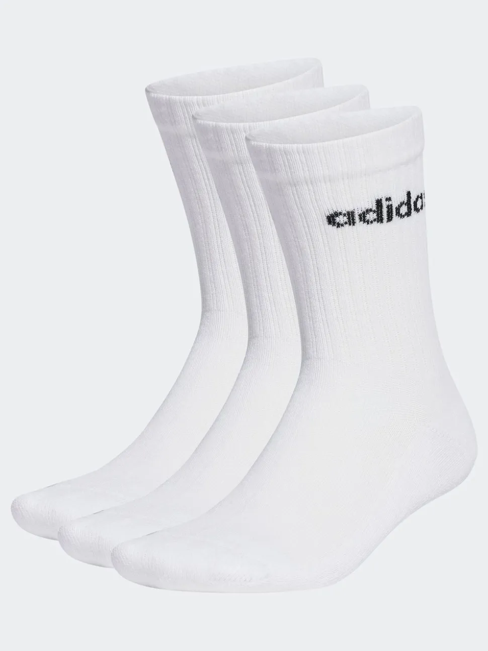 adidas White Linear Crew Cushioned Socks 3 Pack
