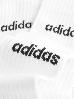 adidas White Linear Crew Cushioned Socks 3 Pack