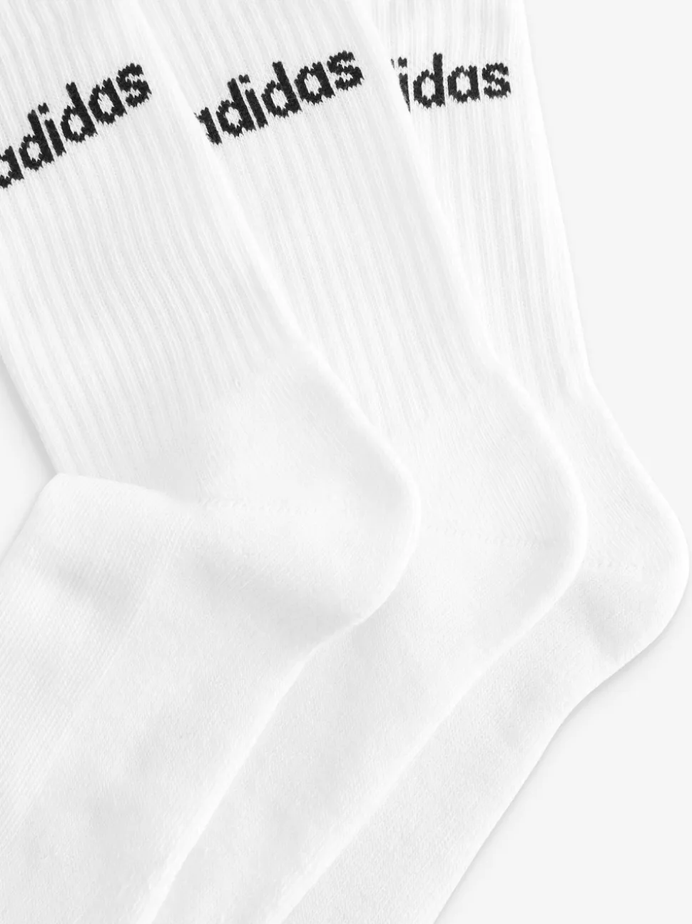 adidas White Linear Crew Cushioned Socks 3 Pack