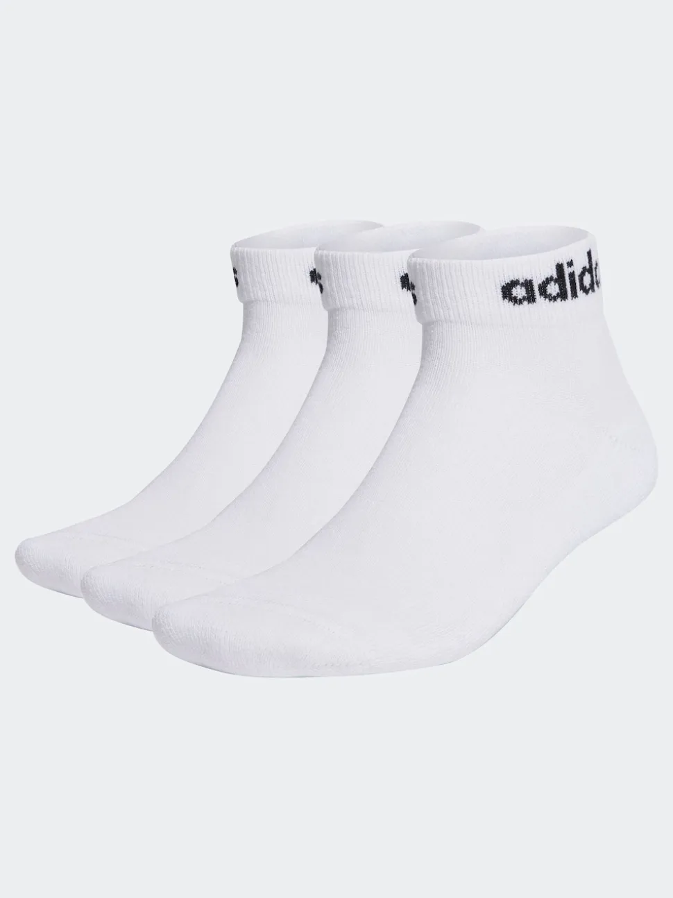 adidas White/Black Linear Ankle Cushioned Socks 3 Pack