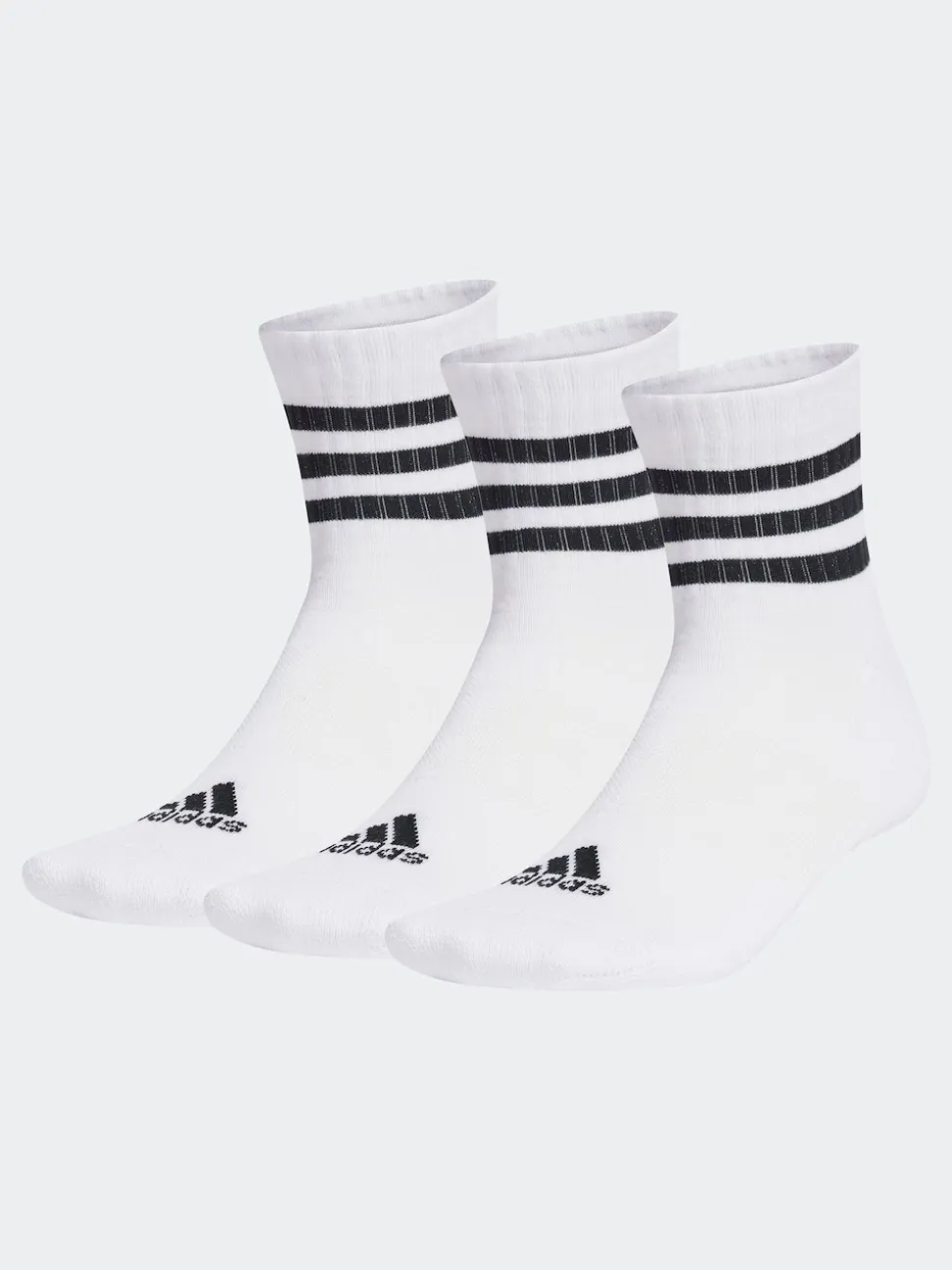 adidas White/Black 3-Stripes Cushioned Sportswear Low Cut Socks 3 Pack