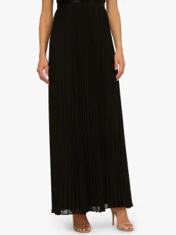 Adrianna Papell Black Bead Pleat Long Dress