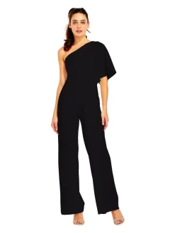 Adrianna Papell Black One Shoulder Jumpsuit
