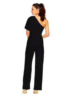 Adrianna Papell Black One Shoulder Jumpsuit