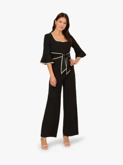 Adrianna Papell Black Ruffle Sleeve Jumpsuit