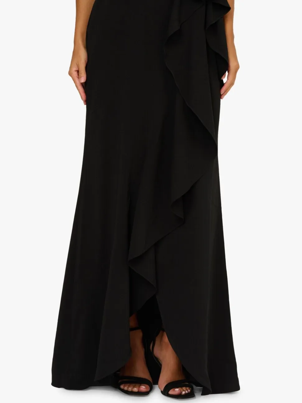 Adrianna Papell Black Strapless Bead Mesh Dress