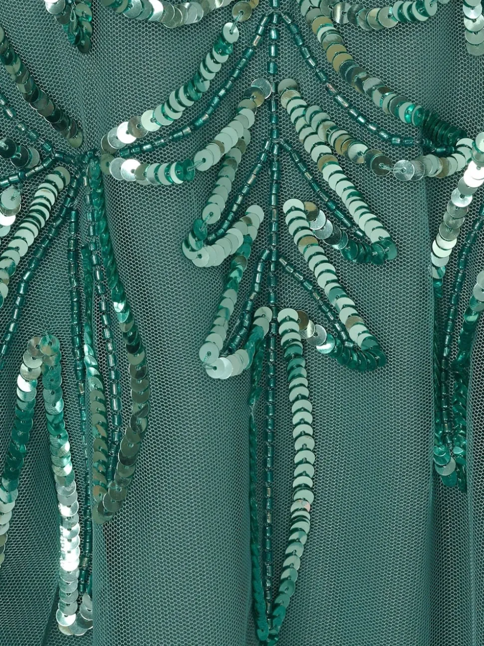 Adrianna Papell Green Studio Beaded Mesh Long Dress