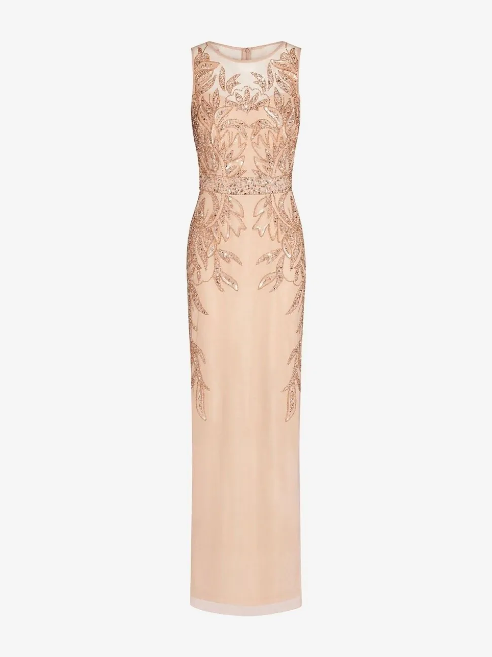 Adrianna Papell Pink Studio Beaded Column Long Dress