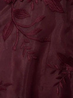 Adrianna Papell Purple Embroidered Ruffle Gown