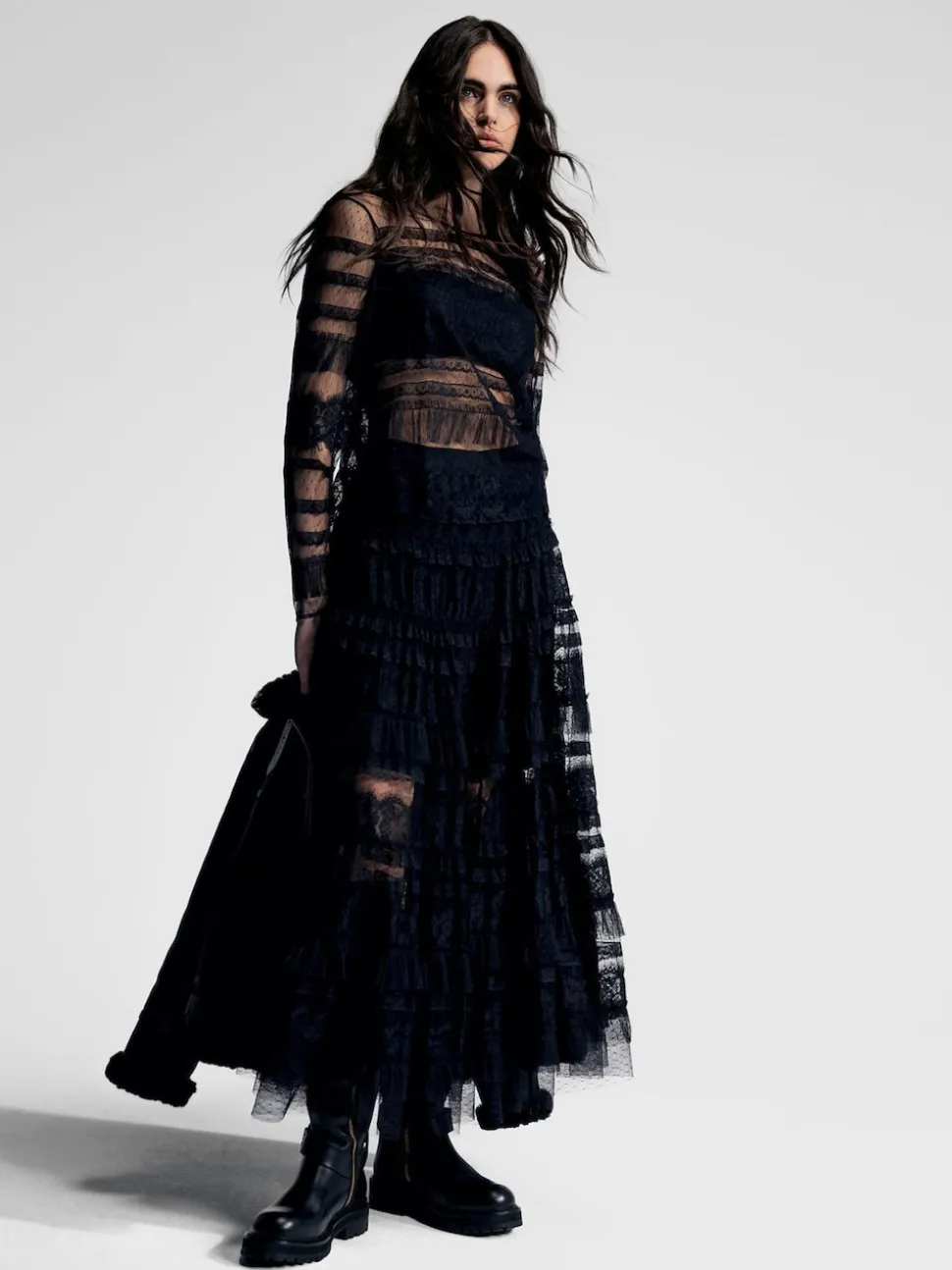AllSaints Black Arlea Tulle Skirt
