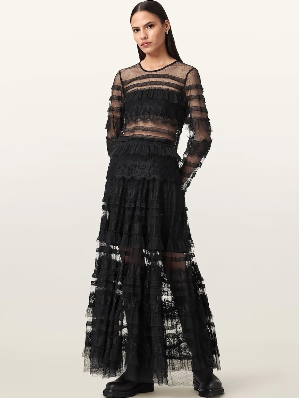 AllSaints Black Arlea Tulle Skirt