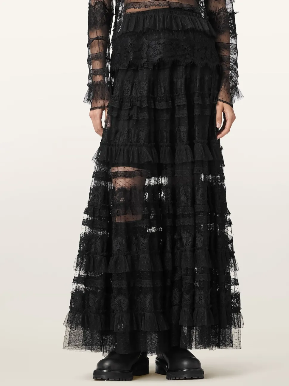 AllSaints Black Arlea Tulle Skirt