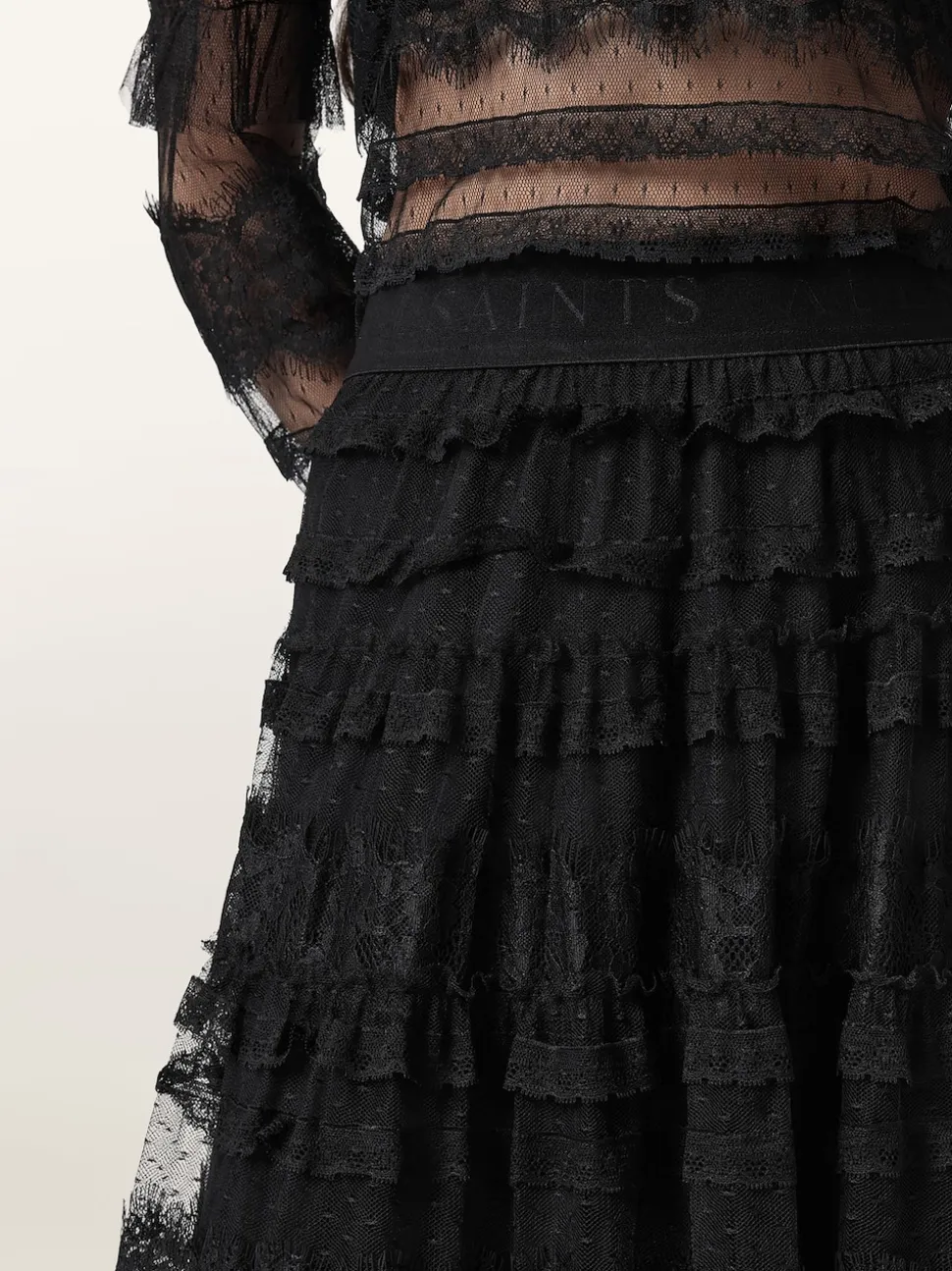 AllSaints Black Arlea Tulle Skirt