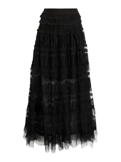 AllSaints Black Arlea Tulle Skirt