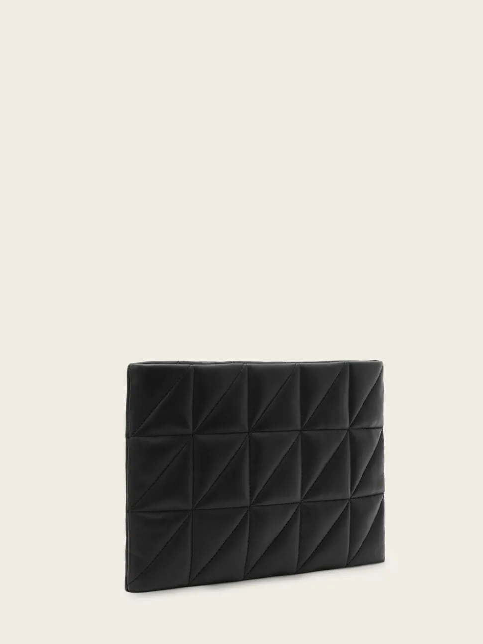 AllSaints Black Bettina Quilt Clutch