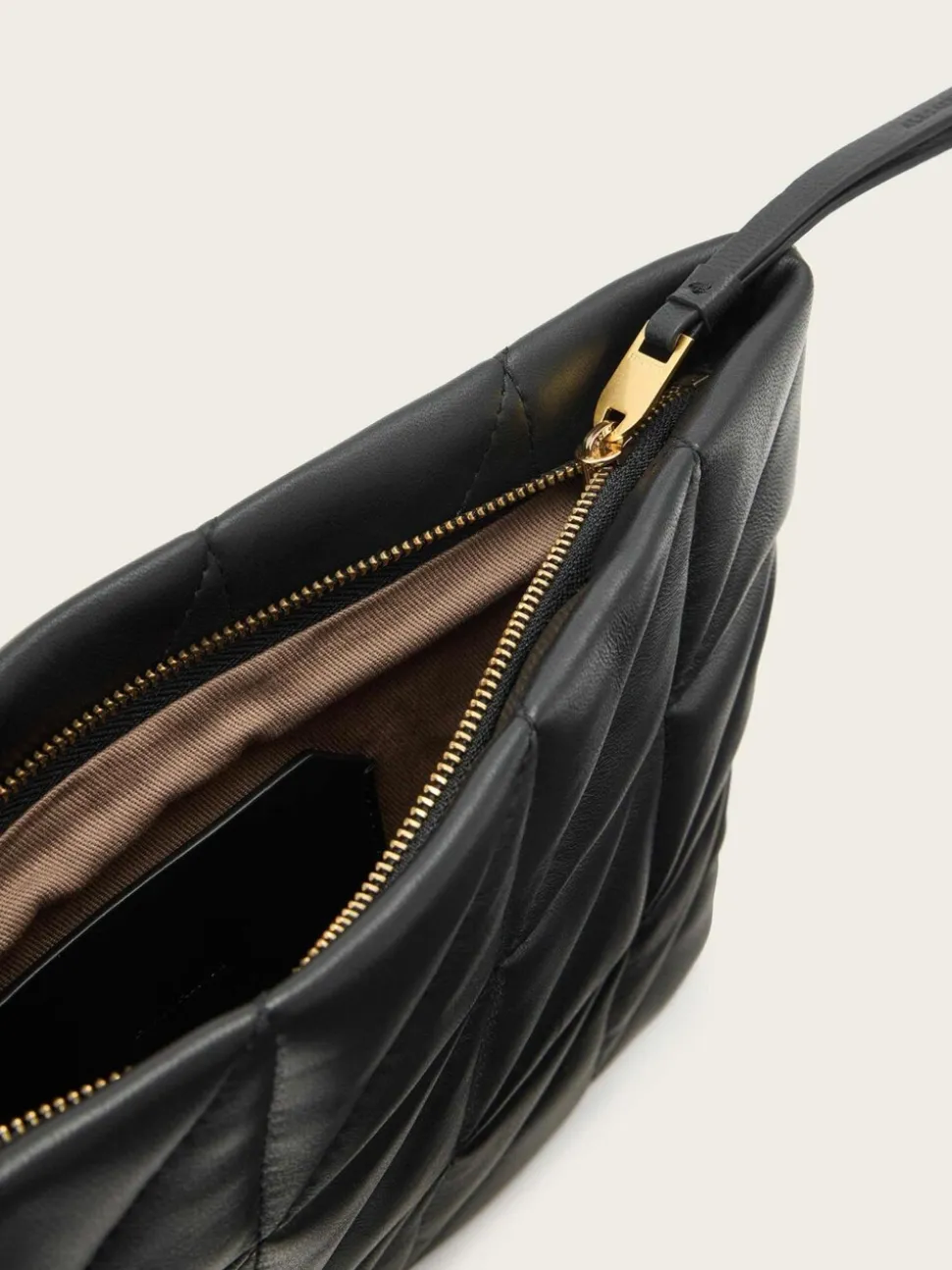AllSaints Black Bettina Quilt Clutch