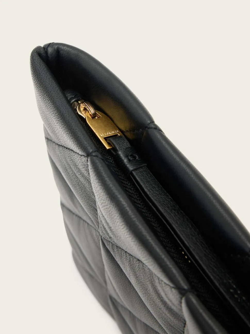AllSaints Black Bettina Quilt Clutch