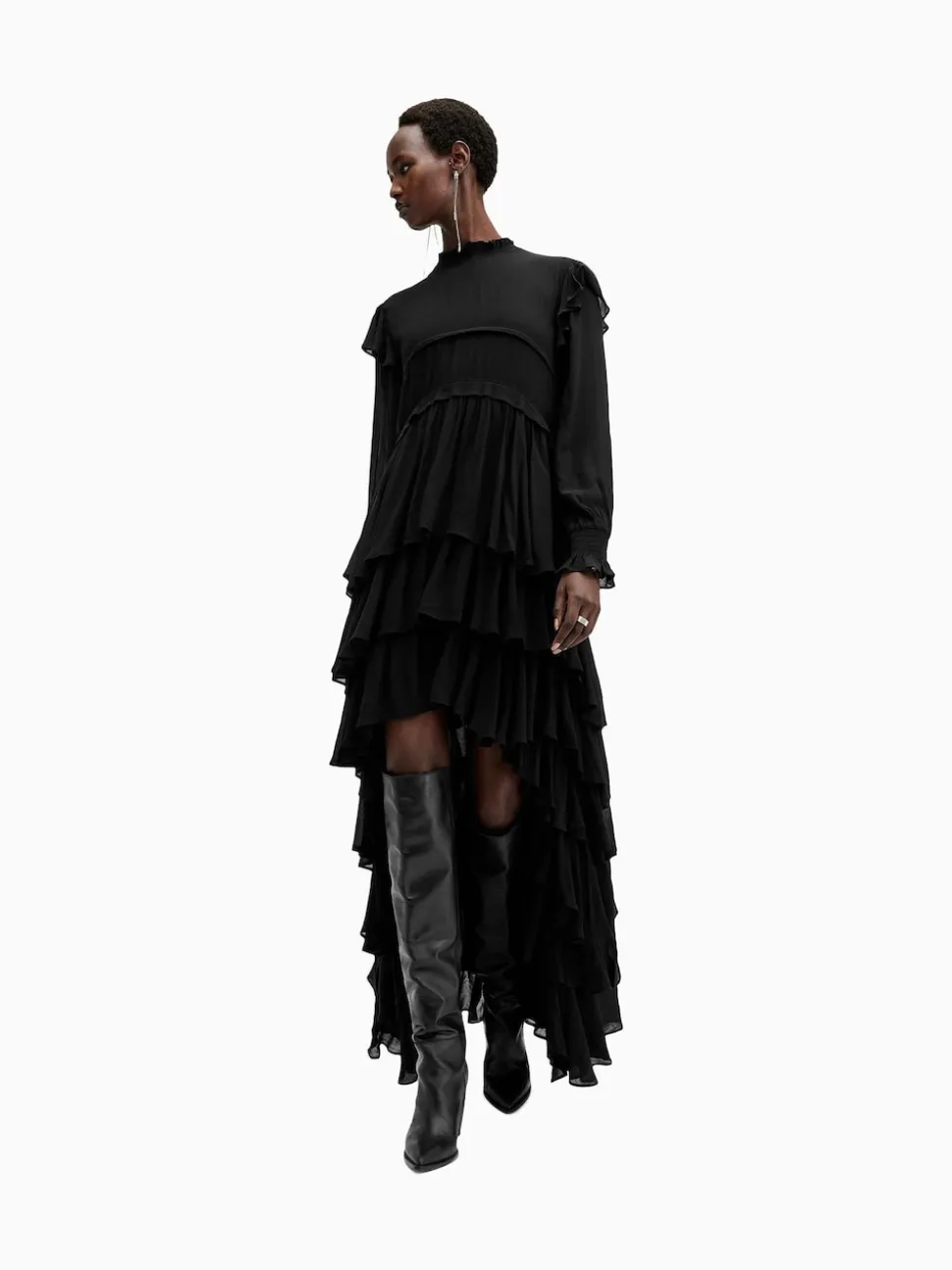 AllSaints Black Cavarly Ls Maxi Dress
