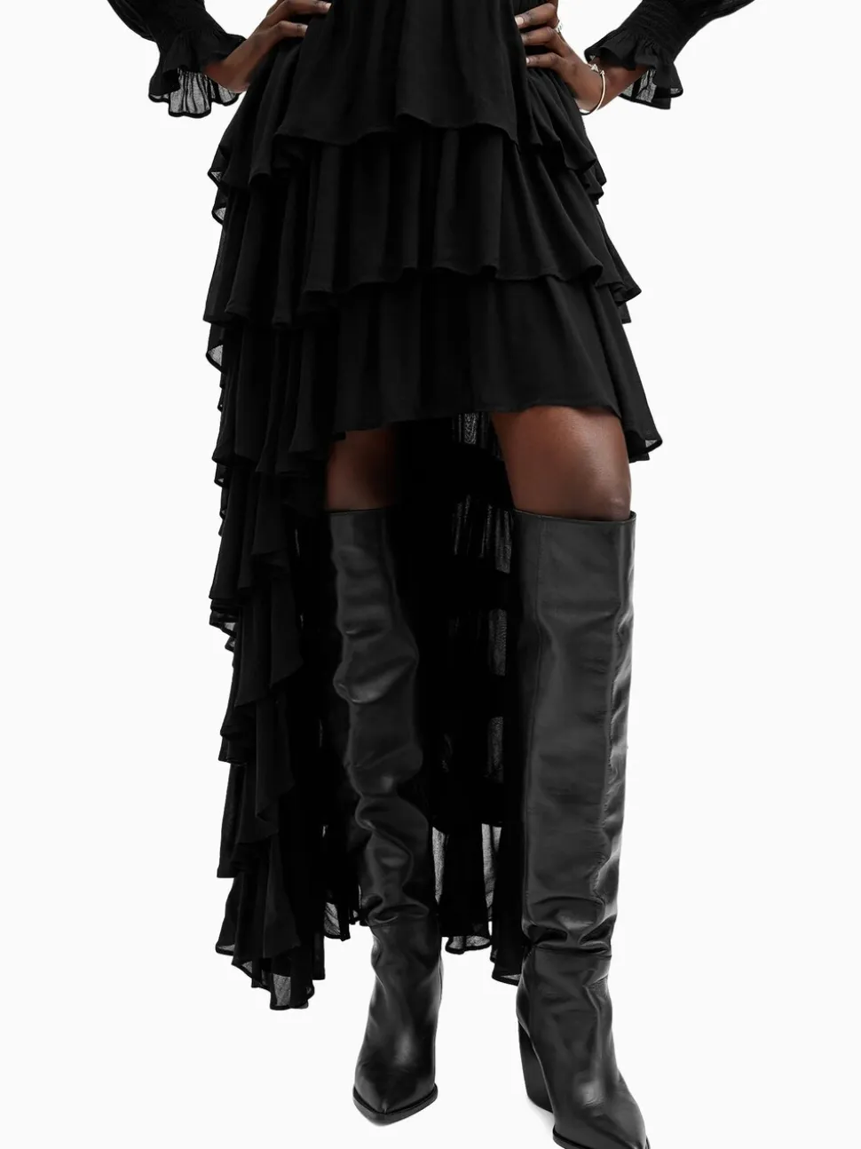 AllSaints Black Cavarly Ls Maxi Dress