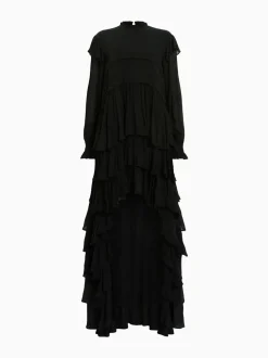 AllSaints Black Cavarly Ls Maxi Dress