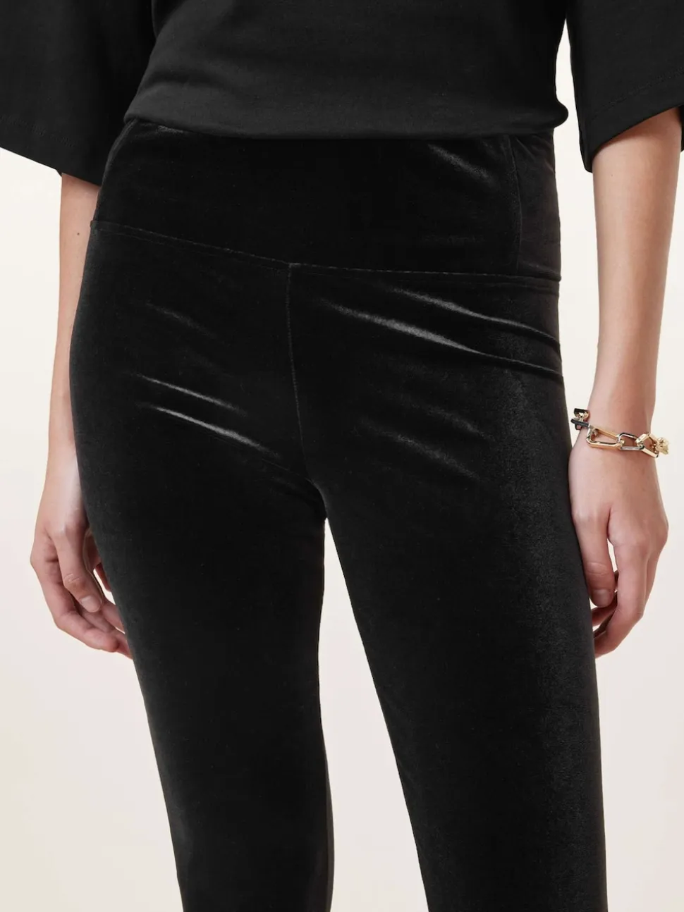 AllSaints Black Cora Velvet Leggings