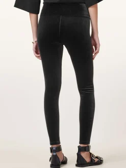 AllSaints Black Cora Velvet Leggings