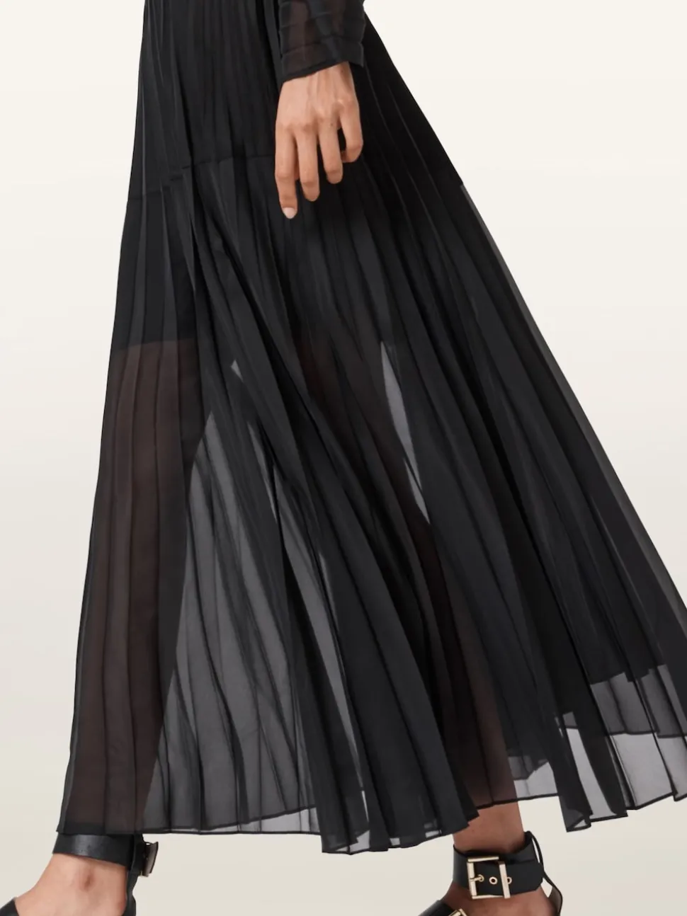 AllSaints Black Micaela Pleat Skirt