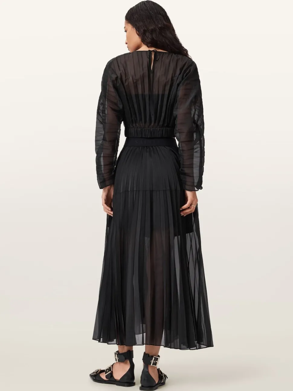 AllSaints Black Micaela Pleat Skirt