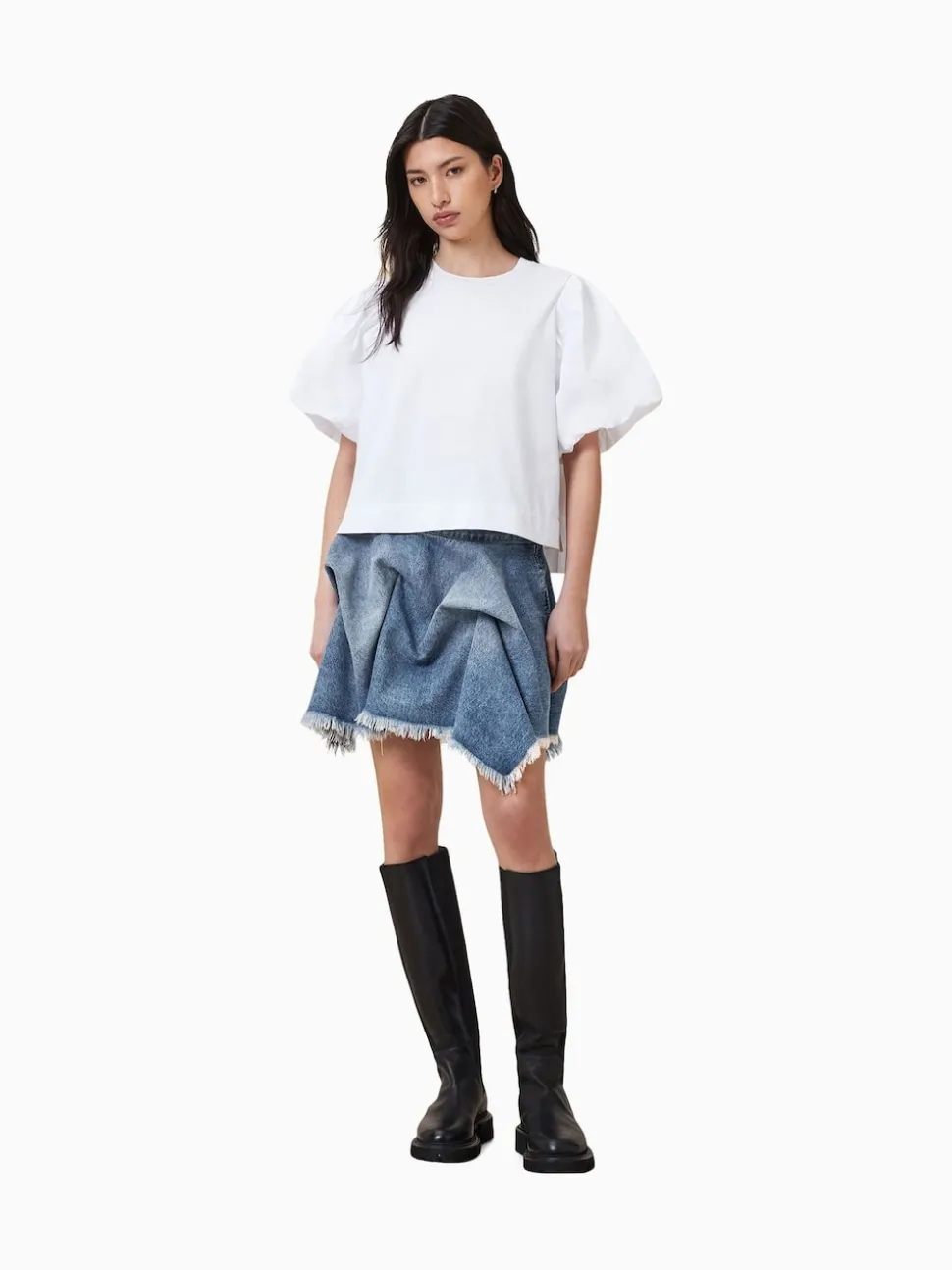 AllSaints Blue Crissy Denim 100% Cotton Skirt