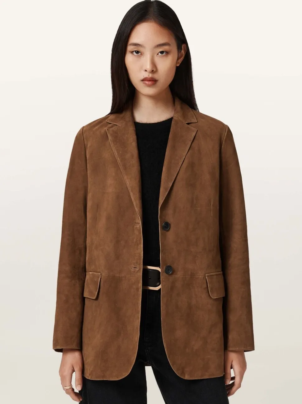 AllSaints Brown Arna Suede Blazer