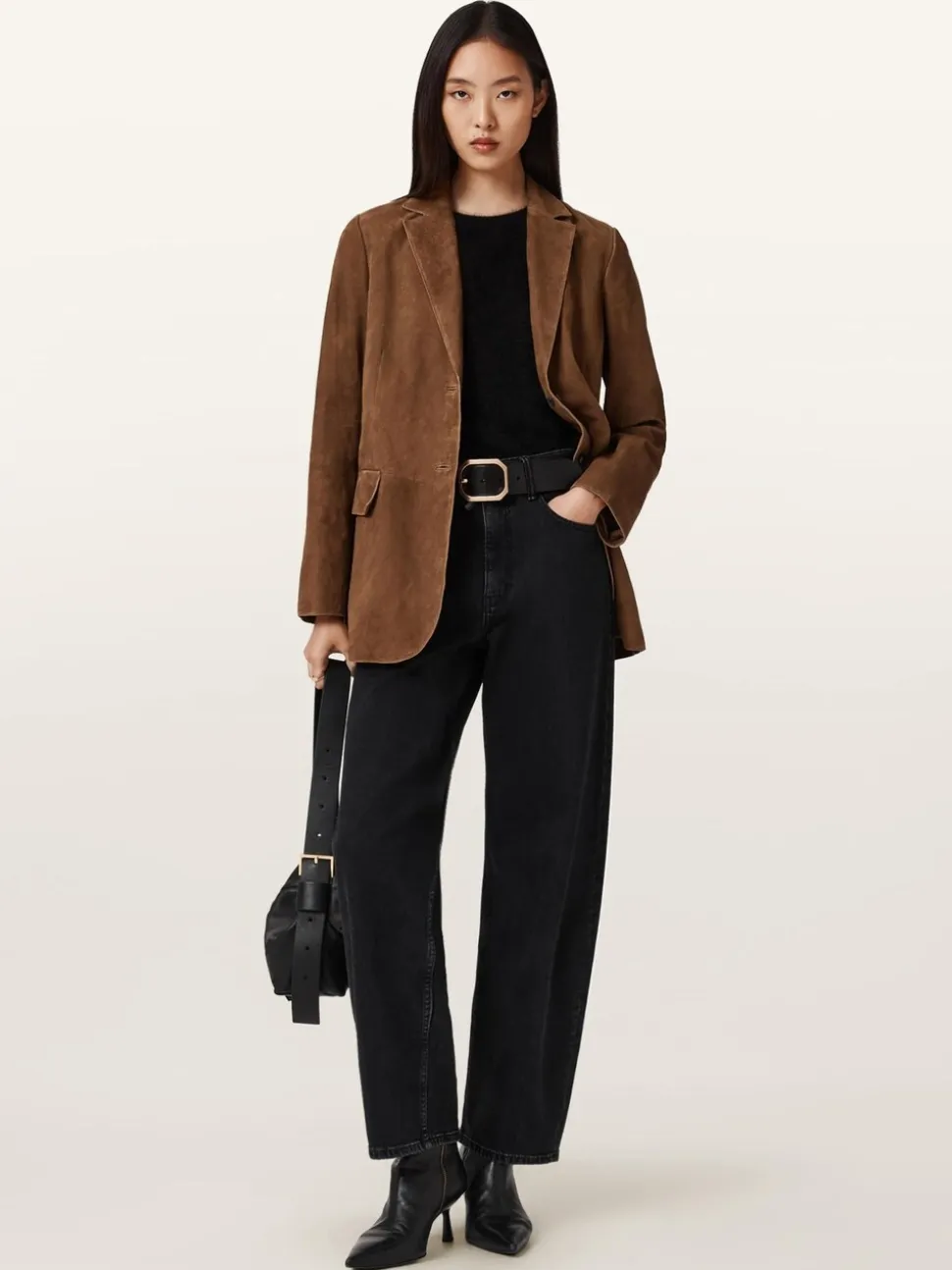 AllSaints Brown Arna Suede Blazer